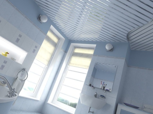 реечный потолок из алюминия в ванной