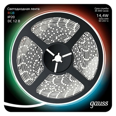 Gauss RGB 5050/60-SMD LED 14.4W 12V DC 5m